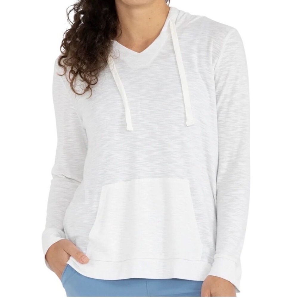 Free Fly Bamboo Slub Hoodie Womens White Large Breathable Layering Lightweight